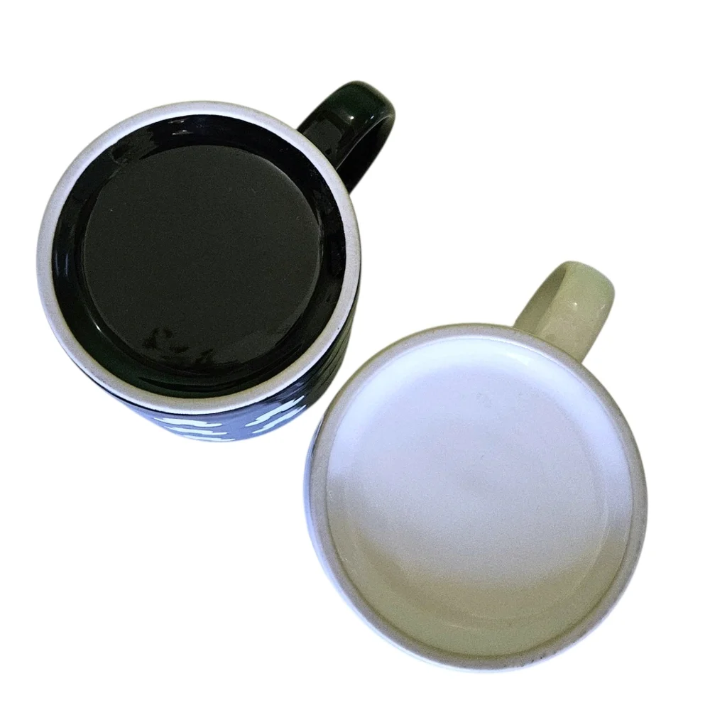 Disney Mickey Mouse Logo Coffee Mugs Set of 2 Cups Black & White 8 oz Disneyana